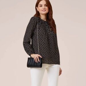 Adrianna Papell Black Heart Print Long Sleeve Top Women’s XL